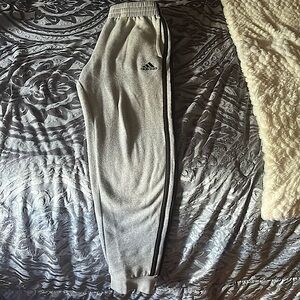 Adidas Light Gray Sweatpants W/ Black Stripes